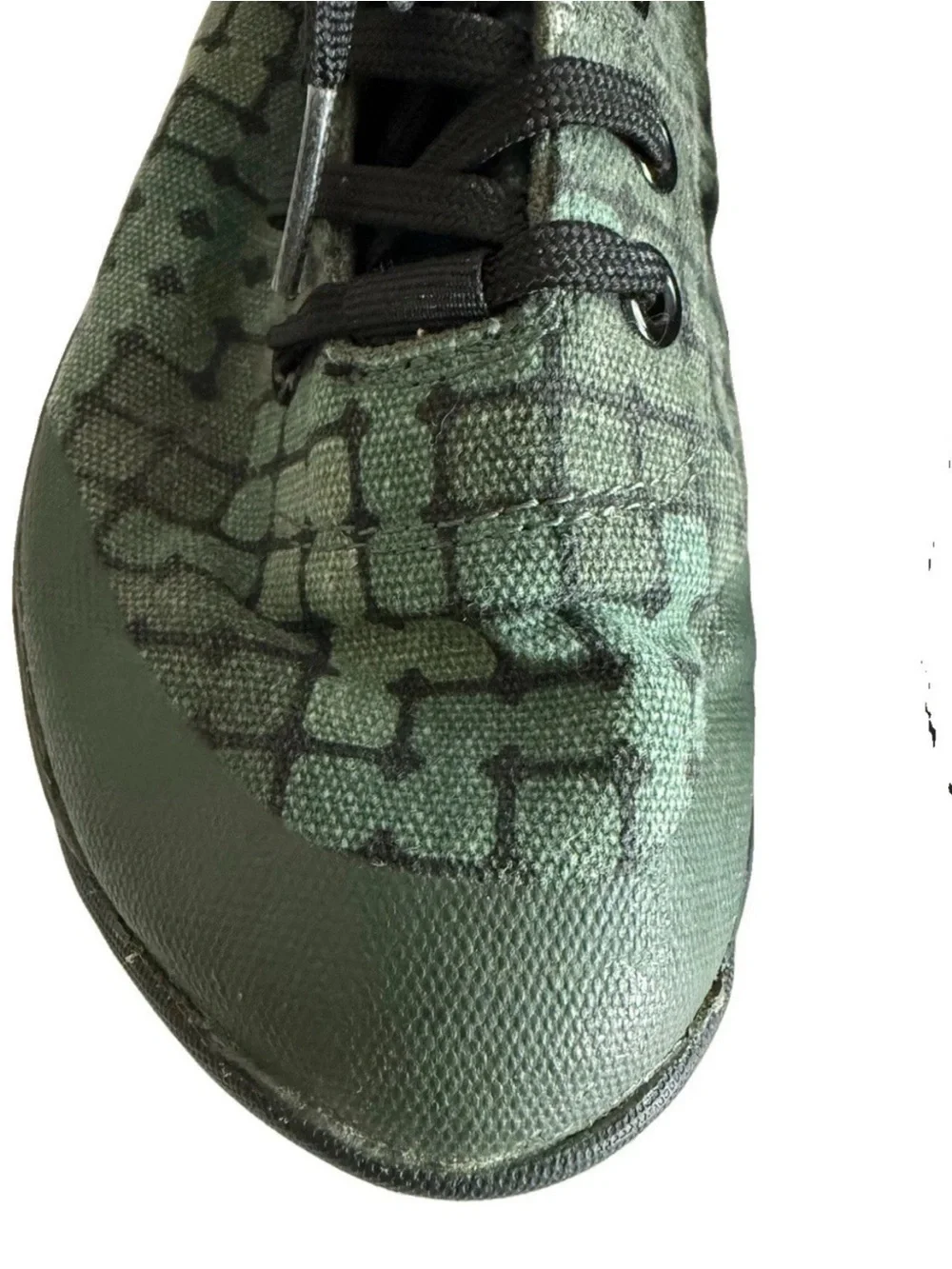 High Top CrossFit NOBULL Canvas Trainer Green Grid Pattern Gym Shoes Womens 8